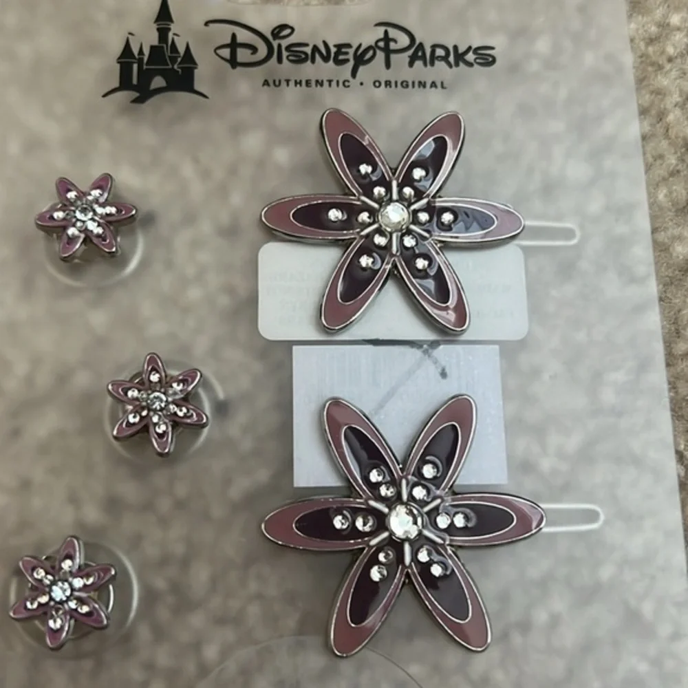 NWT‎ Disney Parks Flower Hair Accessories Barrettes & Bobby Pins Set New